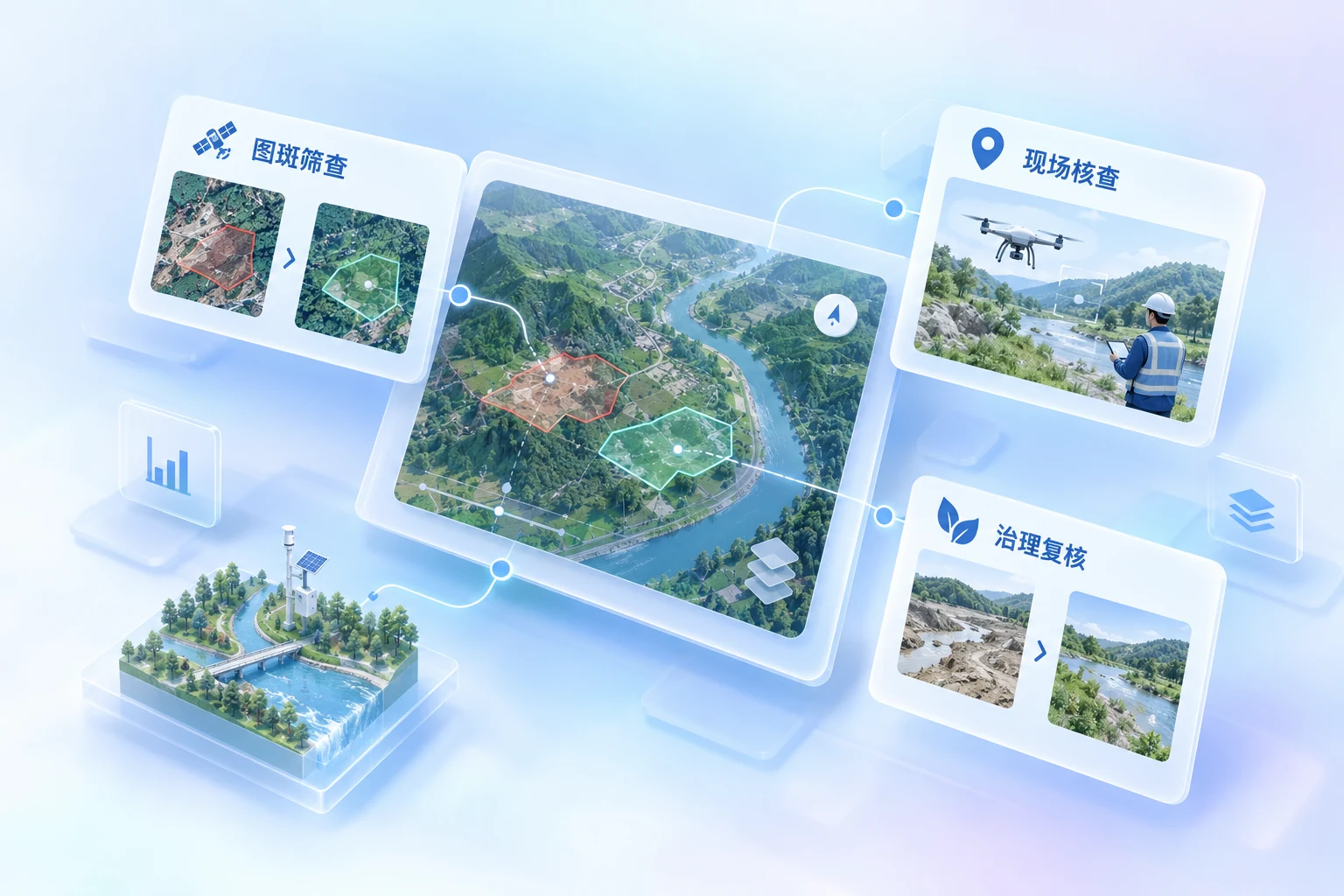 水生态与水土保持：水生态、水土保持、遥感核查业务示意